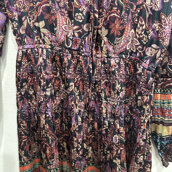 Anthropologie Current Air Pleated Mini Long Sleeve Dress XS purple paisley NWT - Picture 4 of 8